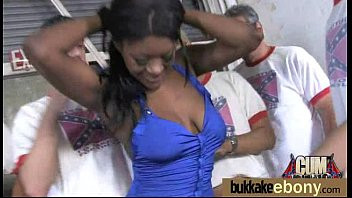 Play Ebony gets group cumshots 17