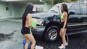 Play Hot teens washing cars and get banged